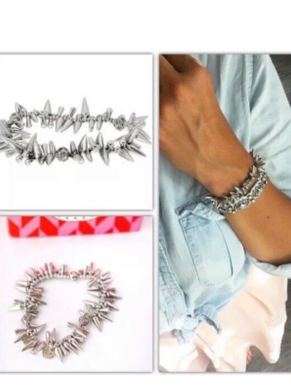 Stella & Dot Silver Spike Stretch Bracelet